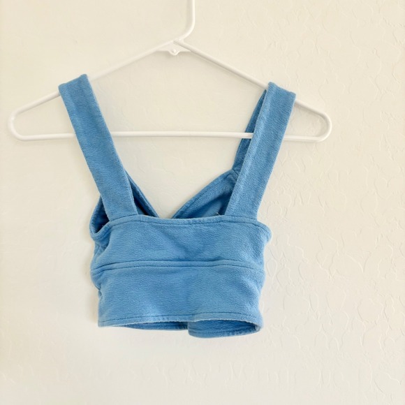 Madewell Terry Twist-Front Crop‎ Top Sleeveless Casual Blue XS - Picture 2 of 9